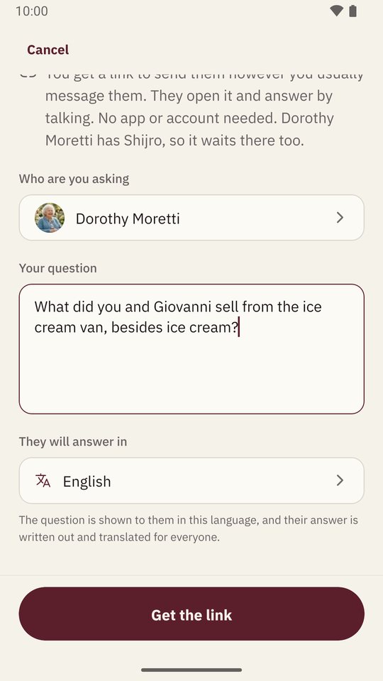 Asking Dorothy Moretti a question, to be answered in English
