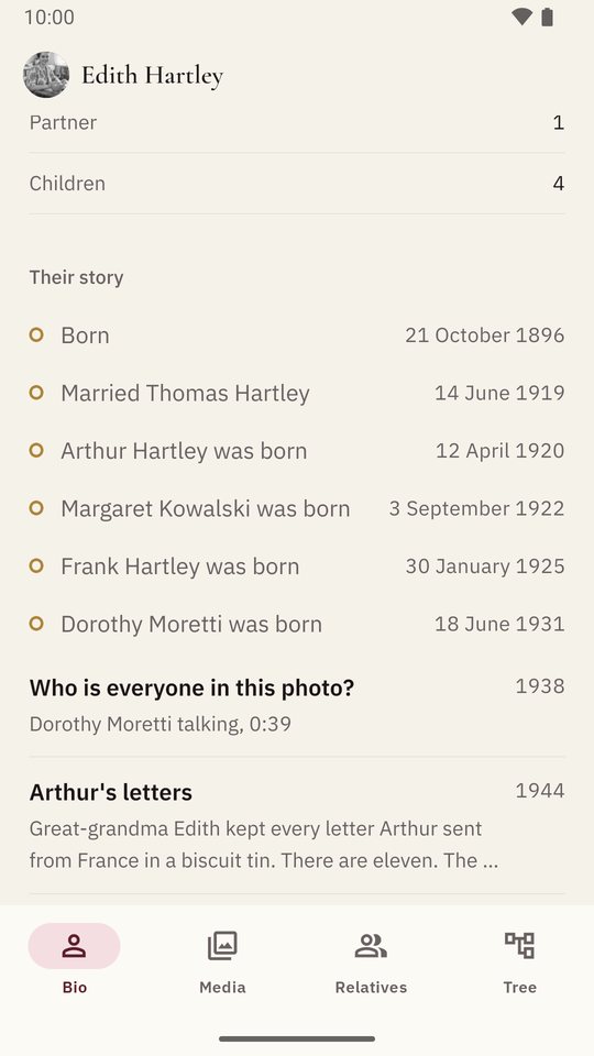 Edith Hartley's life in order: born, married, her four children, two stories and the day she died