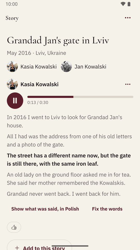 Kasia Kowalski's recording in Polish, written out and translated into English
